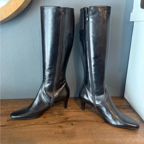 Talbots Black Leather Knee-High Boots - Picture 4 of 11